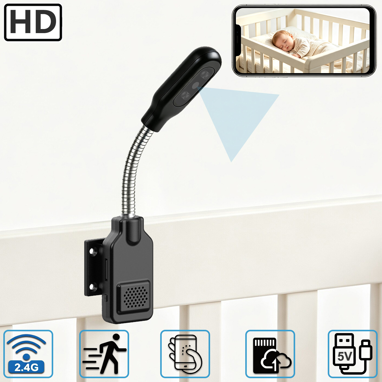Hd Zero Camera - Câmera de Monitoramento Flexível para Bebês